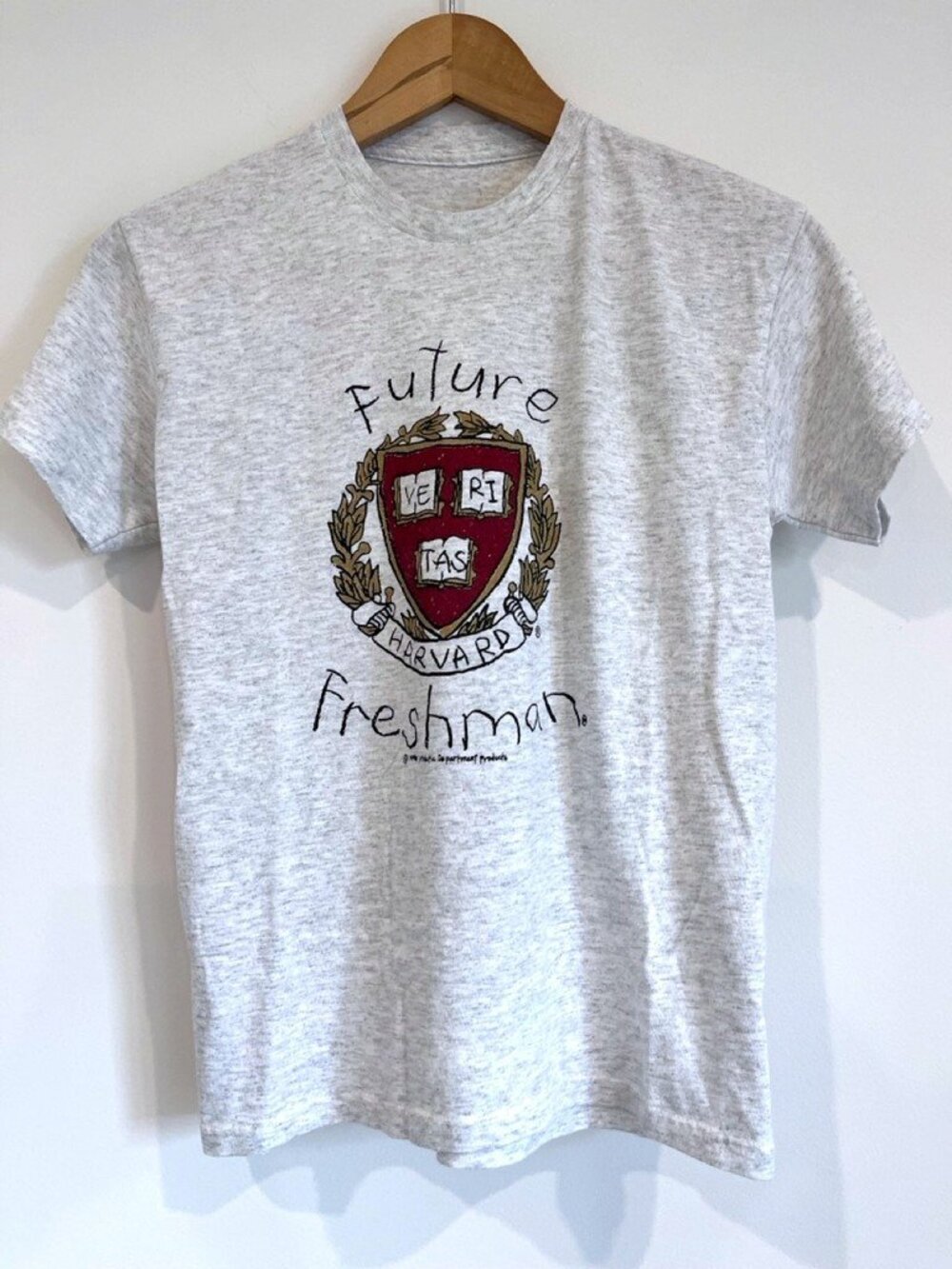 Harvard Future Freshman Graphic Tee Gray Youth M Vintage
